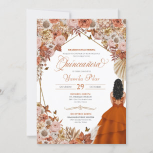 Najaar Sinaasappel van Rust Leaves Quinceanera Kaart