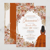 Najaar Sinaasappel van Rust Leaves Quinceanera Kaart (Voorkant / Achterkant)