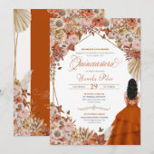 Najaar Sinaasappel van Rust Leaves Quinceanera Kaart (Voorkant / Achterkant)