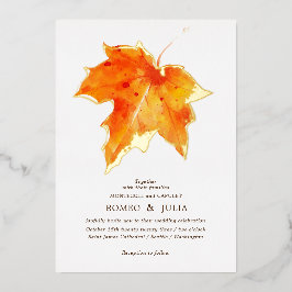 Najaar Sinaasappel waterverkleurd leder Folie Uitnodiging