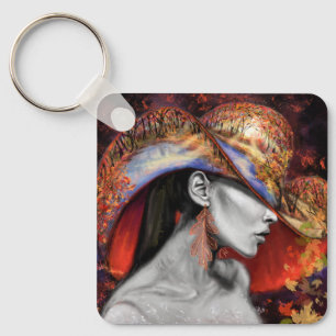 Najaar Sleutelhanger schilderen moderne vrouw