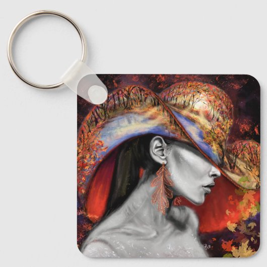 Najaar Sleutelhanger schilderen moderne vrouw (Voorkant)