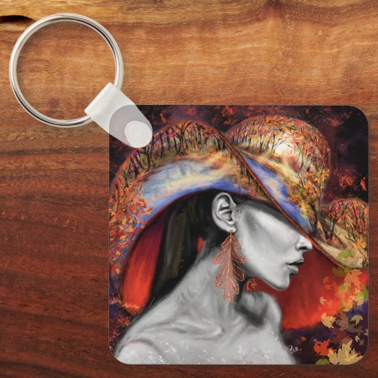 Najaar Sleutelhanger schilderen moderne vrouw (Voorkant)