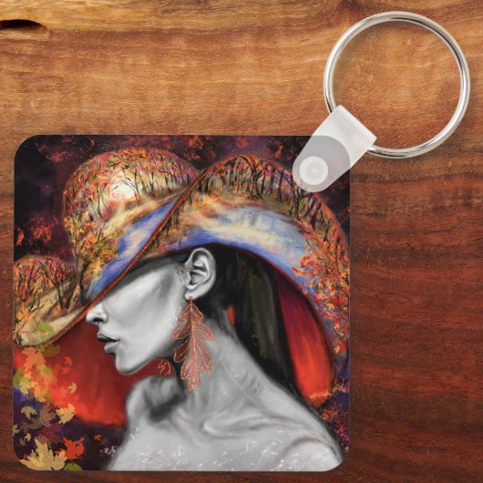 Najaar Sleutelhanger schilderen moderne vrouw (Achterkant)