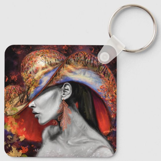 Najaar Sleutelhanger schilderen moderne vrouw (Achterkant)
