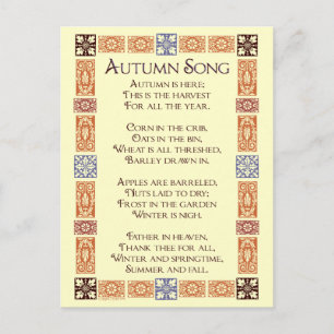 Najaar Song Thanksgiving Poem Briefkaart