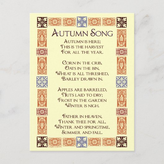 Najaar Song Thanksgiving Poem Briefkaart (Voorkant)