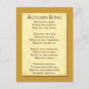 Najaar Song Thanksgiving Poem Briefkaart