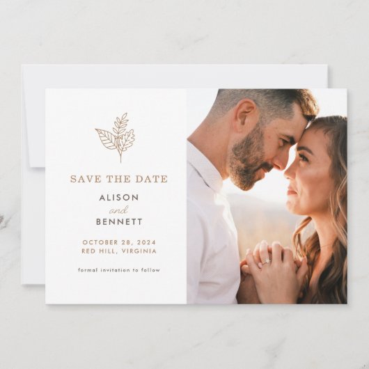 Najaar Sprig Fall Wedding Photo Save the Date Kaar (Voorkant)