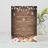 Najaar Terracotta Floral Rustic Barn Wood Weddensc Kaart (Staand voorkant)