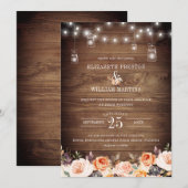 Najaar Terracotta Floral Rustic Barn Wood Weddensc Kaart (Voorkant / Achterkant)