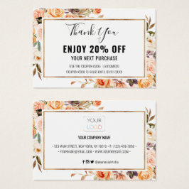 Najaar Terracotta Gold Floral Discount Coupon Kaar Visitekaartje