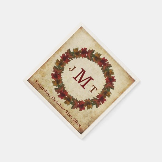 Najaar, Thanksgiving monogram Servet (Hoek)