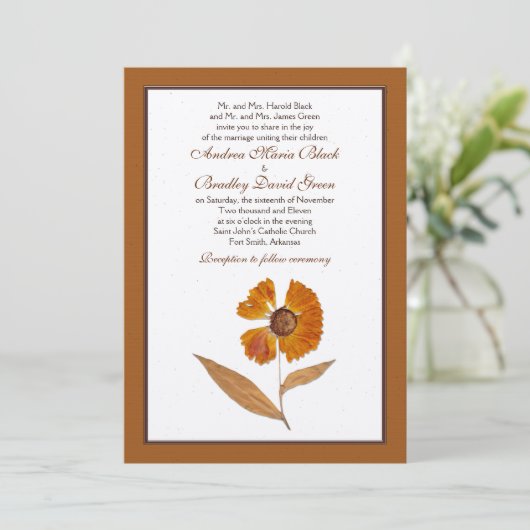 Najaar uitnodigen op het uitzenden van het huwelij kaart (Staand voorkant)