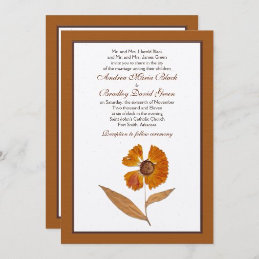 Najaar uitnodigen op het uitzenden van het huwelij kaart (Voorkant / Achterkant)