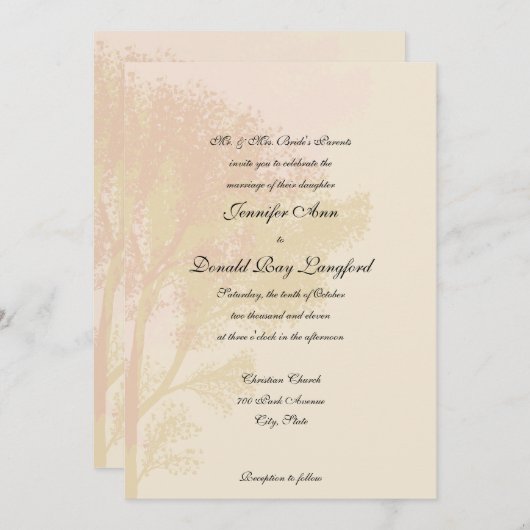 Najaar uitnodiging voor bruiloft Trees (Voorkant / Achterkant)