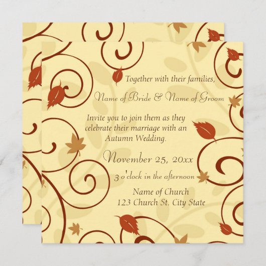 Najaar van de Uitnodigingskaarten Kaart (Voorkant / Achterkant)