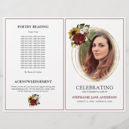  najaar van Floral Funeral Service Programme Flye Flyer