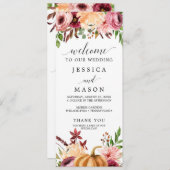 Najaar van het Bliss Wedding Programme Programmakaart (Voorkant / Achterkant)