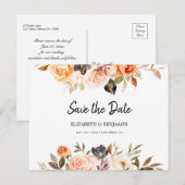 Najaar van Terracotta Gold Oranje Floral Save the  Briefkaart (Voorkant / Achterkant)