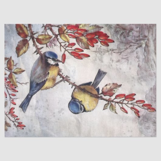 Najaar vogels 4 debetpapier tissuepapier (Voorkant)