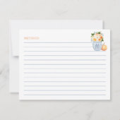 Najaar Vrijgezellenfeest Florals Pumpkin Recipe Ka Kaart (Achterkant)