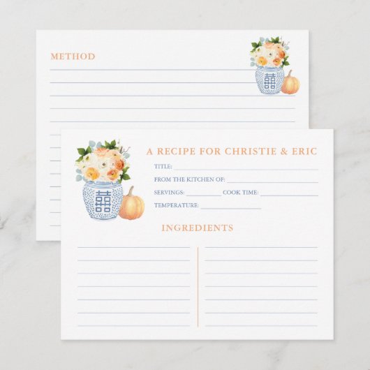 Najaar Vrijgezellenfeest Florals Pumpkin Recipe Ka Kaart (Voorkant / Achterkant)