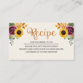 Najaar Vrijgezellenfeest Recipe Enclosure Card Informatiekaartje