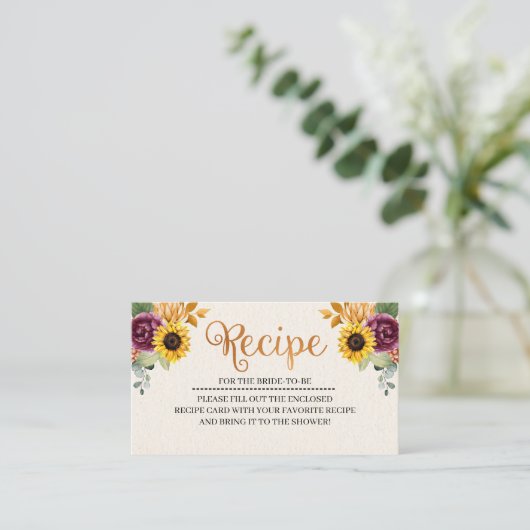 Najaar Vrijgezellenfeest Recipe Enclosure Card Informatiekaartje (Staand voorkant)