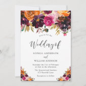 Najaar Waterverf bloemen herfst bruiloft Kaart (Voorkant)