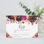 Najaar Waterverf bloemen herfst bruiloft RSVP Kaartje (Staand voorkant)