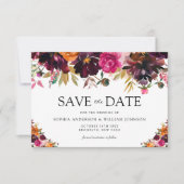 Najaar Waterverf bloemen herfst bruiloft Save The Date (Voorkant)