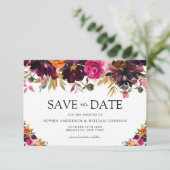 Najaar Waterverf bloemen herfst bruiloft Save The Date (Staand voorkant)