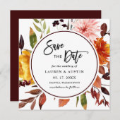 Najaar Waterverf bruiloft plein redt D Save The Date (Voorkant / Achterkant)