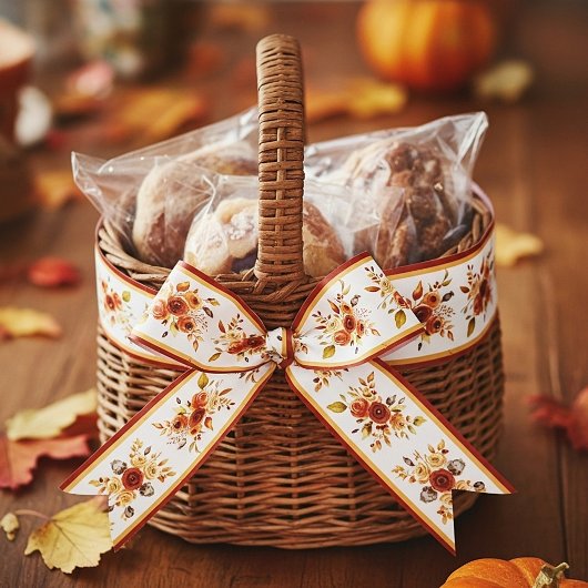 Najaar waterverf floral satijnen lint