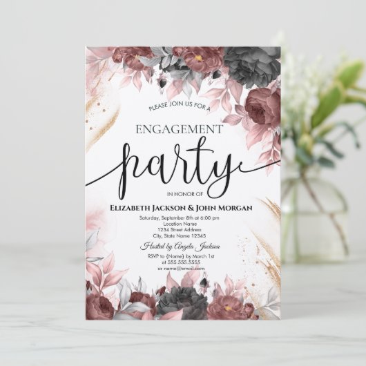 Najaar Waterverf Flowers Verloving Kaart (Staand voorkant)