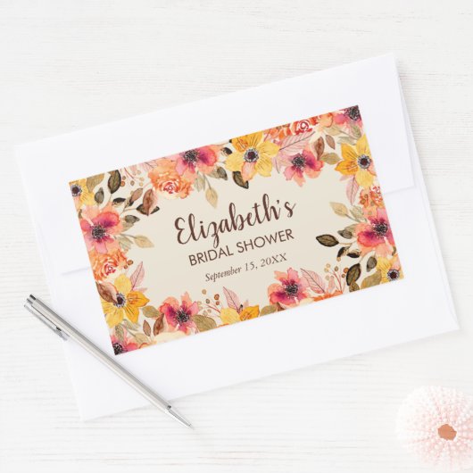 Najaar Waterverf Flowers Vrijgezellenfeest Rechthoekige Sticker (Envelop)