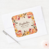 Najaar Waterverf Flowers Vrijgezellenfeest Vierkante Sticker (Envelop)