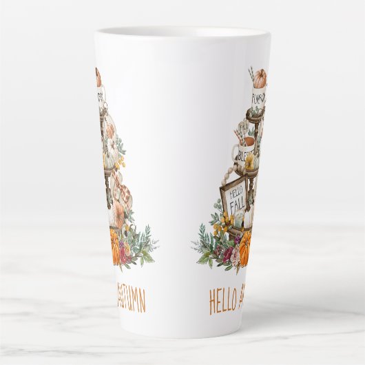 Najaar Waterverf Pumpkins Latte Mok (Voorkant)