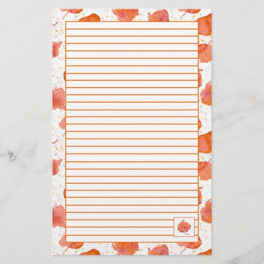 Najaar Waterverf terugval laat Sinaasappel liggen Briefpapier (Voorkant)