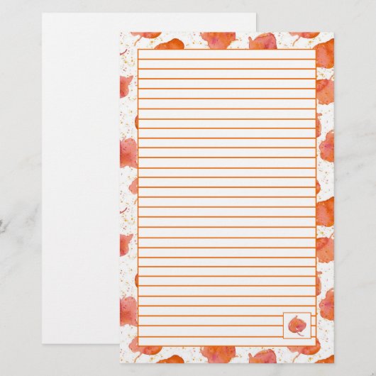 Najaar Waterverf terugval laat Sinaasappel liggen Briefpapier (Voorkant / Achterkant)