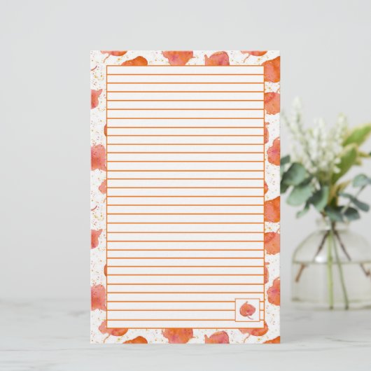 Najaar Waterverf terugval laat Sinaasappel liggen Briefpapier (Staand voorkant)