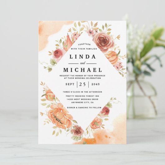 Najaar waterverf trouwuitnodiging zazzle kaart (Staand voorkant)