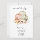 Najaar White Pumpkin Floral Baby shower Uitnodigin Kaart (Voorkant)