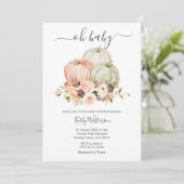Najaar White Pumpkin Floral Baby shower Uitnodigin Kaart (Staand voorkant)