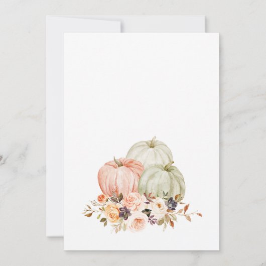 Najaar White Pumpkin Floral Baby shower Uitnodigin Kaart (Achterkant)