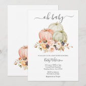 Najaar White Pumpkin Floral Baby shower Uitnodigin Kaart (Voorkant / Achterkant)