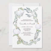 Najaar WHITE PUMPKIN Greenery Rehearsal Dinner Kaart (Voorkant)