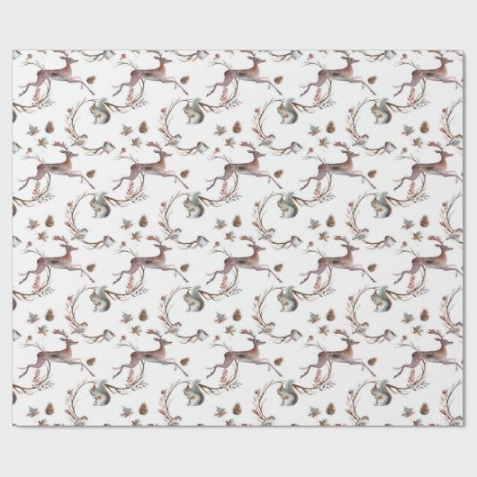 Najaar winterbos Deer Gift Wrapping Paper Cadeaupapier (Vlak)