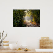 Najaar Woodland Path met Sunrays Poster (Keuken)